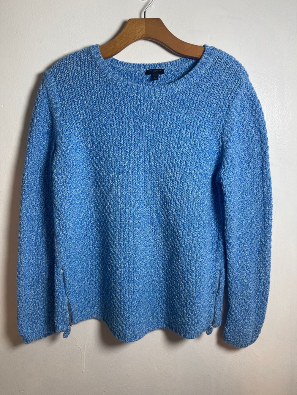 Talbots Women’s Light Blue Bouclé Crewneck Sweater Size: L P